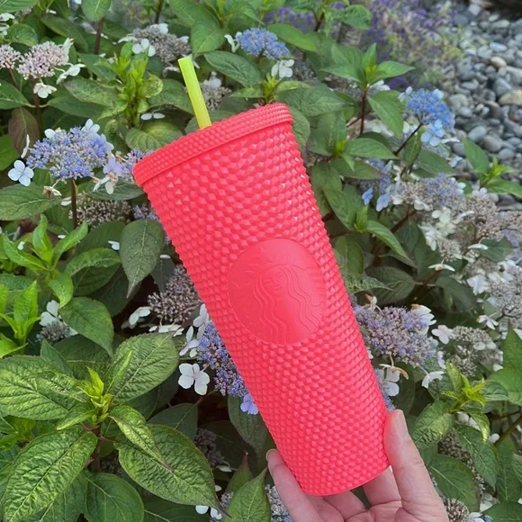 Starbucks Dragonfruit Coral Pink Studded Bling Tumbler Cup Venti 2022 Su… - Picture 3 of 4